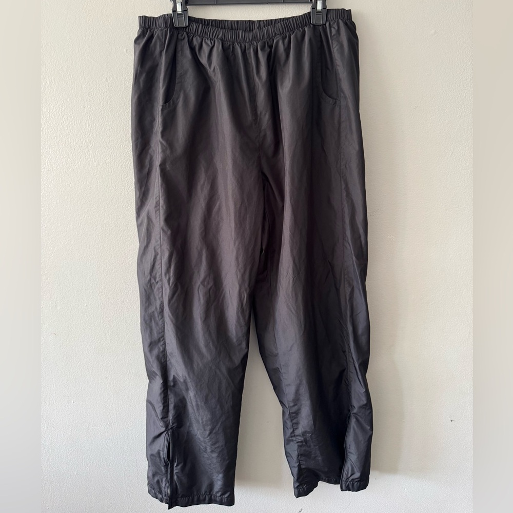 VINTAGE RETRO NIKE WINDBREAKERS BLACK WIDE LEG BAGGY ZIPPER LEG POCKETS XL